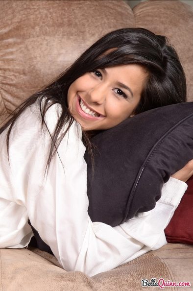bella quinn strips in her button down shirt 7