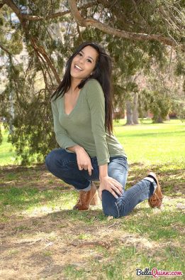 bella quinn teases and poses in the tree 4
