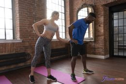 hot ffm threesome in aerobics class 1